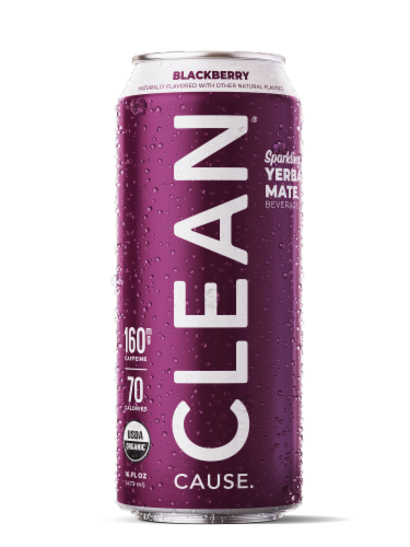 Clean® Cause Blackberry Sparkling Yerba Mate Energy Drink Perspective: front