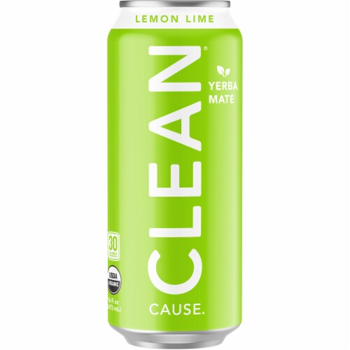 Clean® Cause Lemon-Lime Sparkling Yerba Mate Energy Drink Perspective: front