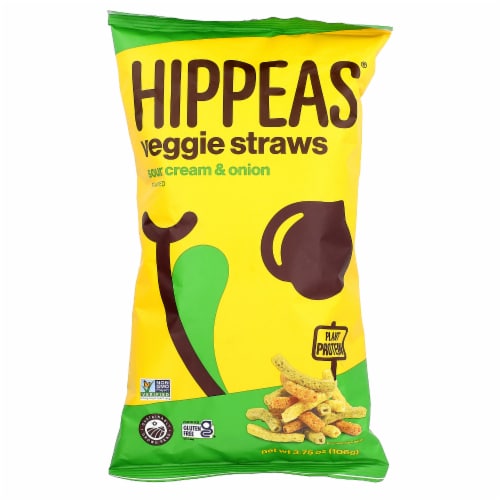 HIPPEAS Veggie Straws, Sour Cream & Onion, 3.75 oz, 12 ct Perspective: front