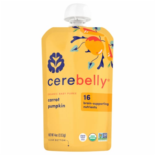 Cerebelly® Organic Carrot Pumpkin Baby and Toddler Stage 2 Baby Food Perspective: front
