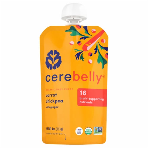 Cerebelly® Stage 2 Organic Carrot Chickpea Baby Food Perspective: front