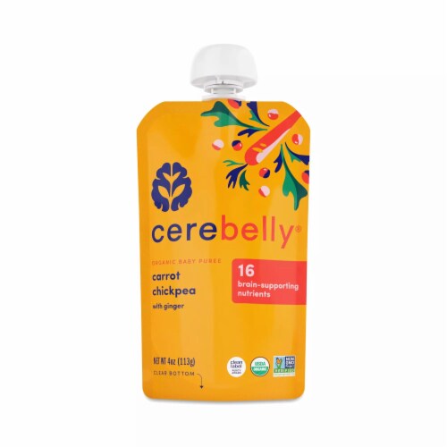 Cerebelly Organic Carrot Chickpea with Ginger Baby Food Puree Perspective: front
