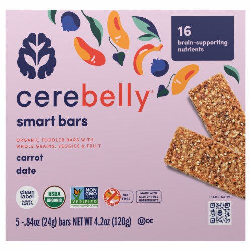 Cerebelly® Organic Carrot Raisin Smart Bars Snack Bars Perspective: front