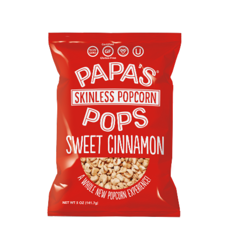 Papa’s Pops Sweet Cinnamon Skinless Popcorn Perspective: front