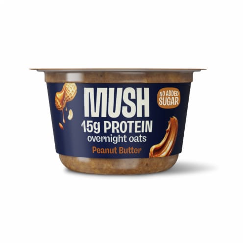 MUSH Protein Peanut Butter Overnight Oats Cup Perspective: front