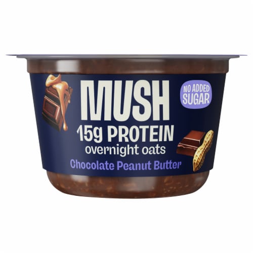 Mush Overnight Oats Chocolate Peanut Butter Protein Perspective: front