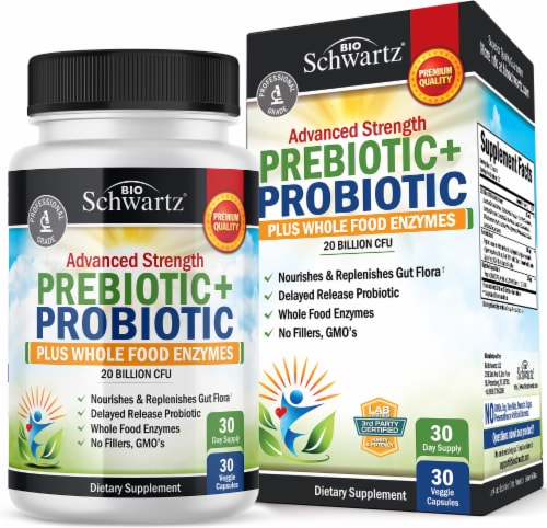 BioSchwartz® Prebiotic + Probiotic Veggie Capsules Perspective: front