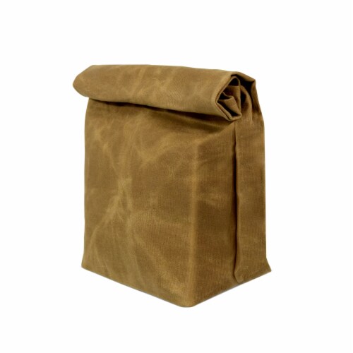 Waxed Canvas Lunch Bag with Fold Over Top, Trendy Vintage Reusable Lunch  Tote Brown Color, Inches - Baker's