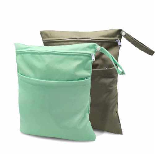 Cloth Diaper Wet Dry Bags with Two Zippered Pockets, Waterproof ...