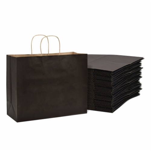 Prime Line Packaging Black Colored Kraft Paper Bags with Handles