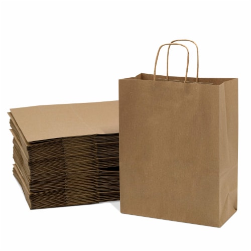 Prime Line Packaging- Brown Kraft Paper Shopping Bags with Handles