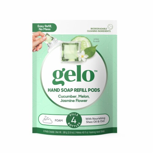 Gelo Cucumber Melon & Jasmine Flower Foaming Hand Soap Refill Pods Perspective: front