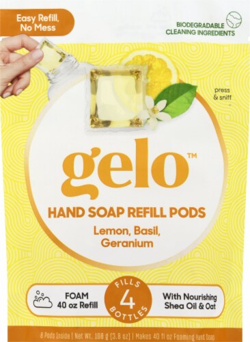 Gelo Lemon Basil Geranium Foaming Hand Soap Refill Pods Perspective: front