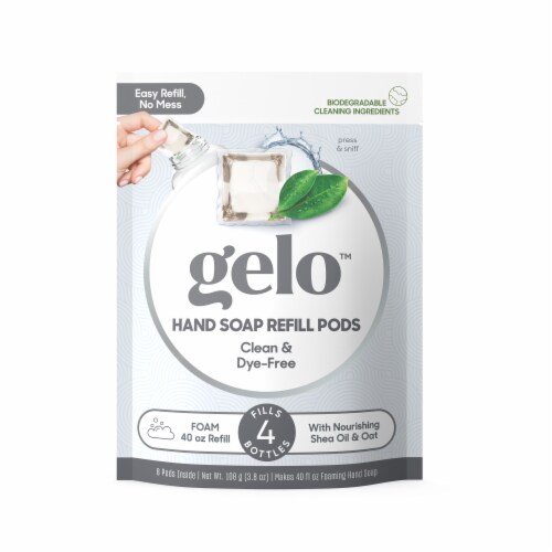 Gelo Clean & Dye-free Foaming Hand Soap Refill Pods Perspective: front