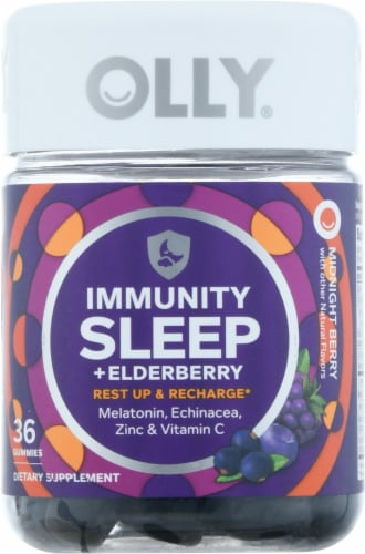 OLLY Immunity Sleep Elderberry Berry Flavor Gummy Supplement Melatonin 3mg Perspective: front