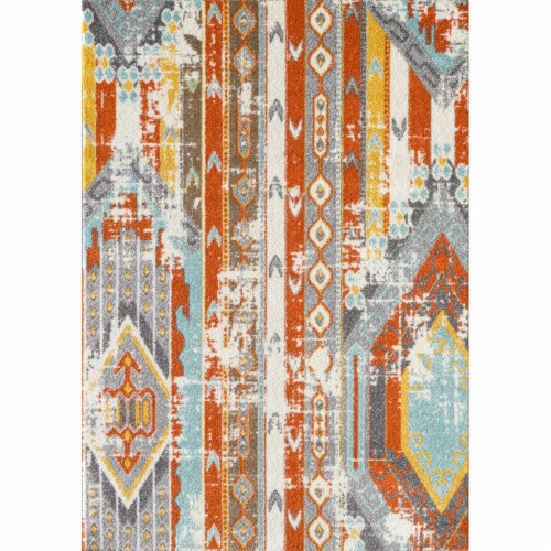 Lbaiet HN831V81 8 x 10 ft. Hanalei Collection Power Loom Machine Made Ava Orange Boho Rectang Perspective: front