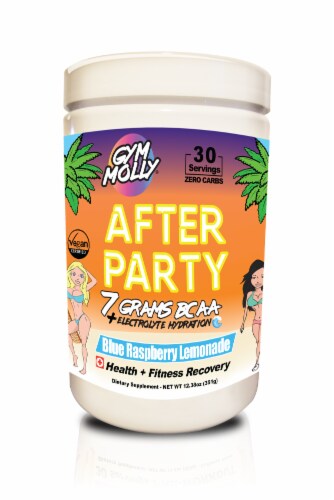 Gym Molly® After Party With Energy Blue Raspberry Lemonade Health + Fitness Recovery Perspective: front