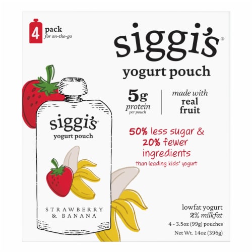 Siggi's® Kids Strawberry & Banana Lowfat Yogurt Pouches Perspective: front
