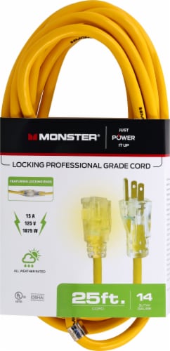 Monster Cable Locking Professional Grade Extension Cord Perspective: front