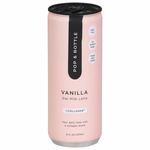 Pop & Bottle Vanilla Oatmilk Latte + Collagen Perspective: front