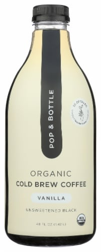 Pop & Bottle Organic Cold Brew Coffee Unsweetened Vanilla Perspective: front