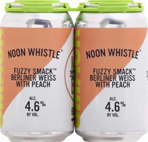 Noon Whistle Fuzzy Smack Berliner Weiss Beer with Peach Perspective: front