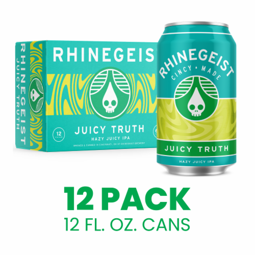 Rhinegeist Juicy Truth Hazy Juicy IPA Craft Beer Perspective: front