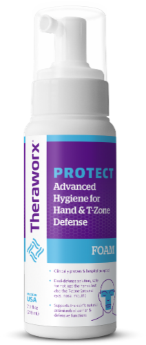 Theraworx Protect Advanced Hygiene for Hand & T-Zone Defense Foam Perspective: front