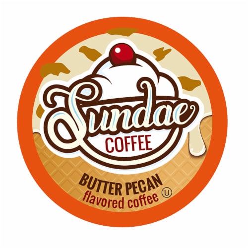 Sundae Ice Cream Flavored Coffee Pods, Butter Pecan, 48 Count Perspective: front