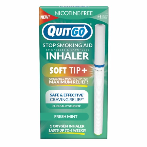 QuitGo Soft Tip Fresh Mint Inhaler Stop Smoking Aid Perspective: front