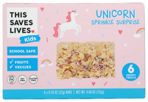 This Saves Lives™ Kids Unicorn Sprinkle Surprise Krispy Treat Bars Perspective: front