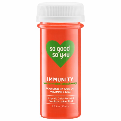 So Good So You® Watermelon Strawberry Immunity Vitamins Probiotic Shot Perspective: front