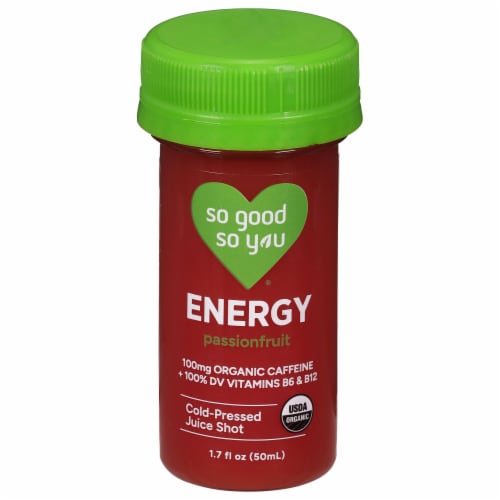 So Good So You Organic Passionfruit Energy Cold-Pressed Juice Shot Perspective: front