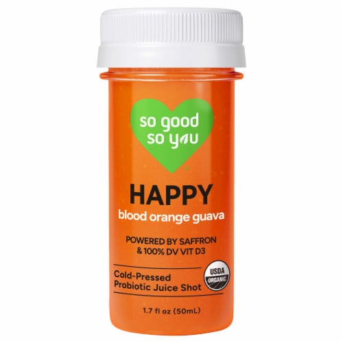 So Good So You® Happy Blood Orange Guava Probiotic Juice Shot Perspective: front