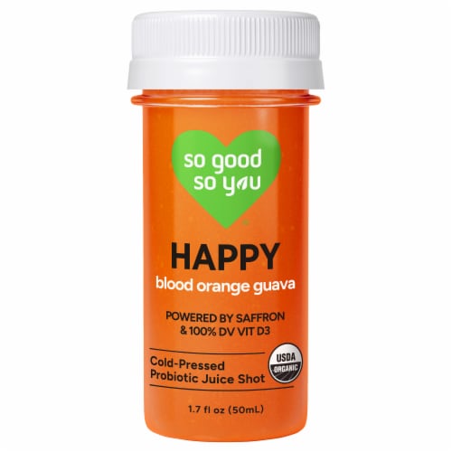 So Good So You® Happy Blood Orange Guava Probiotic Juice Shot Perspective: front