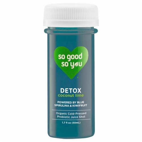 So Good So You Detox Coconut Lime Organic Cold-Pressed Probiotic Juice Shot Perspective: front