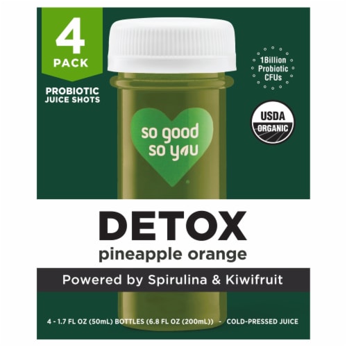 So Good So You® Detox Pineapple Orange Probiotic Shots Perspective: front