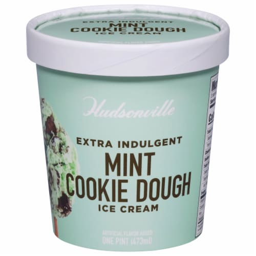 Hudsonville Mint Cookie Dough Ice Cream Pint Perspective: front
