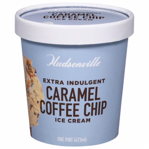 Hudsonville Caramel Coffee Chip Ice Cream Pint Perspective: front