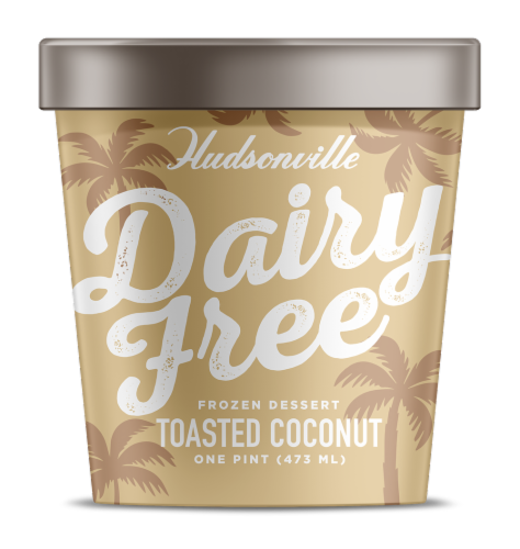 Hudsonville Dairy Free Toasted Coconut Frozen Dessert Pint Perspective: front