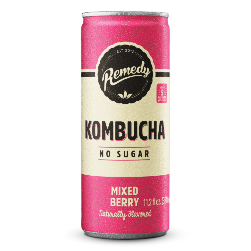 Remedy Naturally Flavored Mixed Berry Kombucha Perspective: front