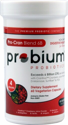 Probium Probiotics Pro-Cran Blend 6B Capsules Perspective: front