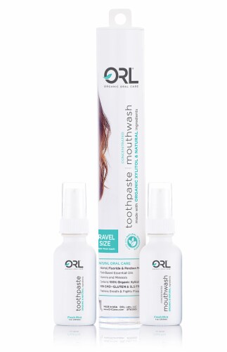 ORL Fresh Mint Toothpaste & Mouthwash Travel Set Perspective: front