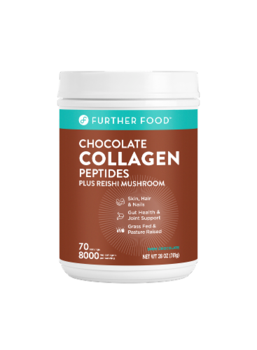 Further Food™ Chocolate Collagen + Reishi Mushroom Peptides Perspective: front