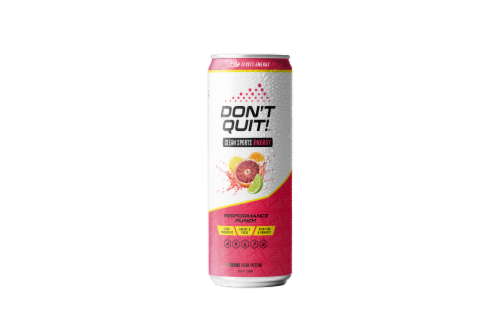 Don't Quit! Clean Sports Performance Punch Energy Drink Can Perspective: front