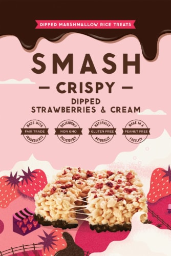 SMASHMALLOW SmashCrispy Dipped Strawberries & Cream Marshmallow Rice Treats Perspective: front