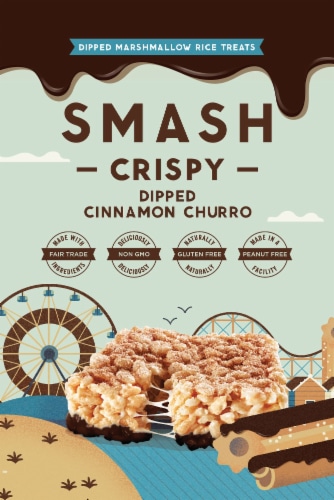 SMASHMALLOW SmashCrispy DIPPED Cinnamon Churro Rice Treat Perspective: front