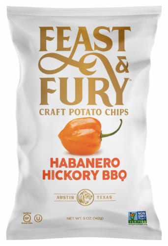 Feast & Fury Habanero Hickory BBQ Craft Potato Chips Perspective: front