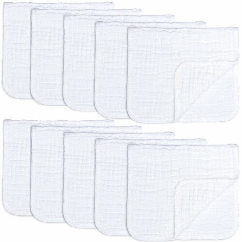 Muslin Burp Cloths 10 Pack Large 100% Cotton Hand Washcloths (White, Pack  of 10), Pack Of 10 - Harris Teeter