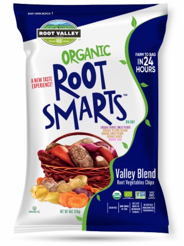 Root Valley Farms Root Smarts Organic Valley Blend Vegetable Chips Perspective: front